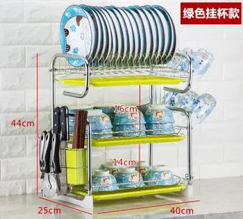 

3 Layers Dish Racks 304 Stainless Steel Kitchen Tableware Shelf Knife Drying Dish Racks High Quality