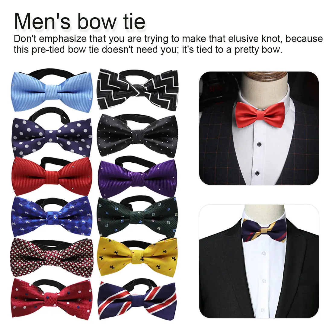 

Business Men's Bow tie Fashion Necktie Man Shirt Accessories Gift Ties for Men Bow Tie Formal Dress Wedding Ties