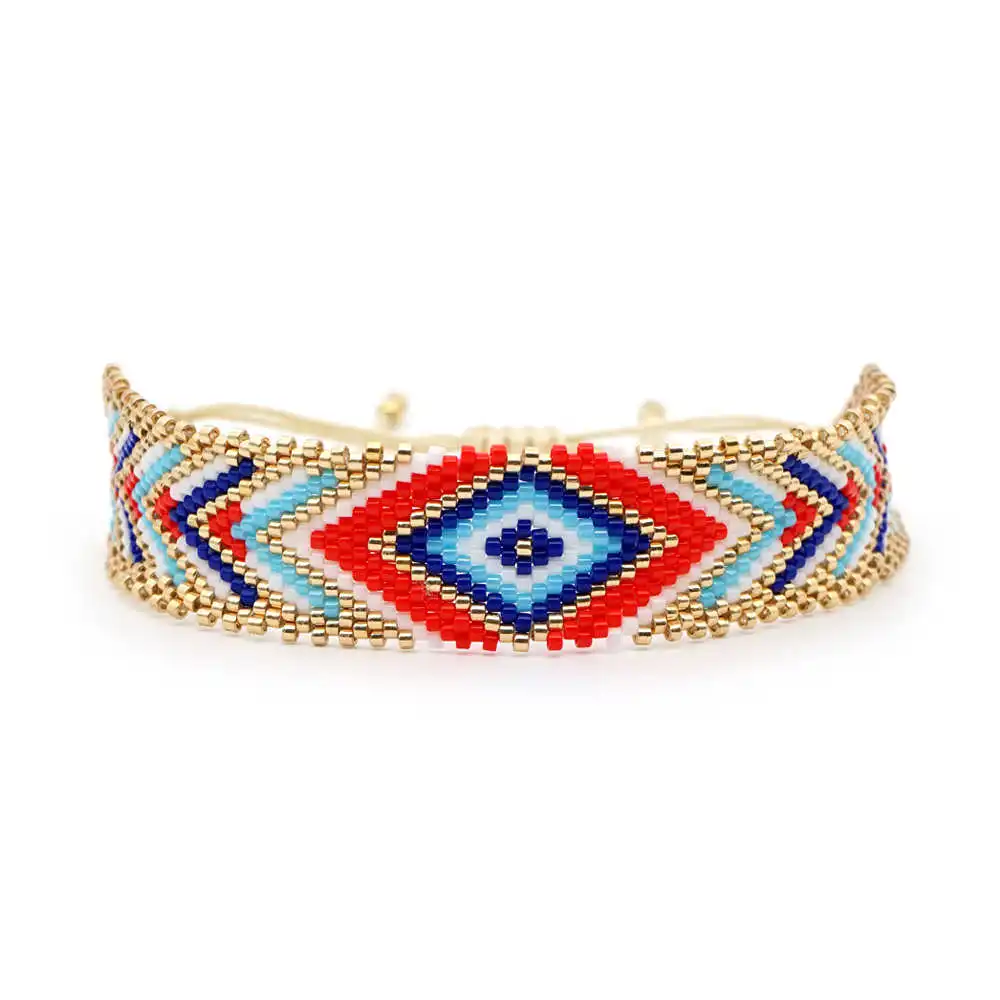 Go2boho, сглаза, браслет для женщин, Perles MIYUKI, Pulseras Mujer, ювелирные изделия, Браслет-манжета,, ручная работа, Золотая оболочка, Bileklik, летний подарок - Окраска металла: MI-B190005 Evil Eye