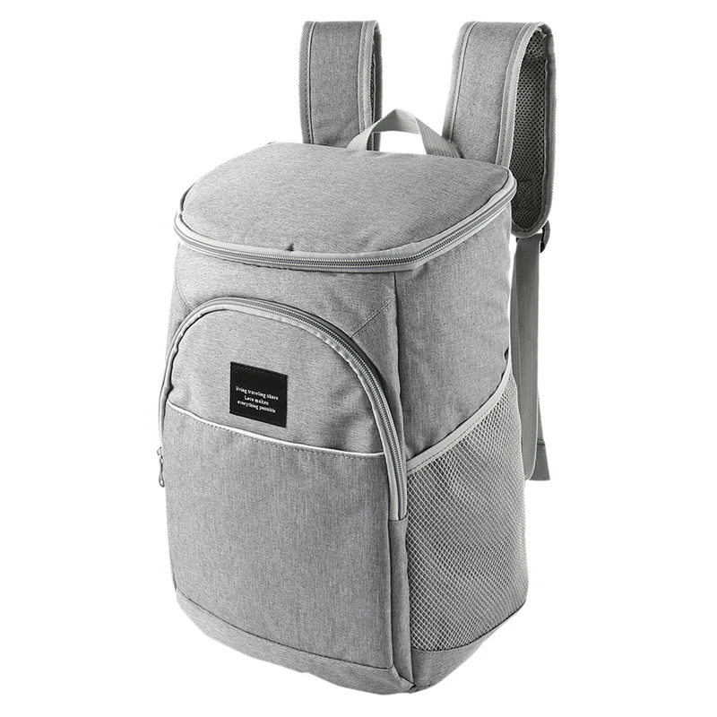 Denuoniss, изолированный Рюкзак-холодильник, Большая вместительная сумка, портативный рюкзак для еды, ланча, водонепроницаемый ледяной пакет для пикника, походного лагеря - Цвет: Gray