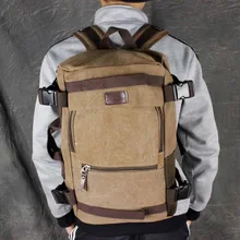 Коричневый Мужской винтажный холщовый рюкзак для ноутбука, огромный рюкзак, повседневная сумка