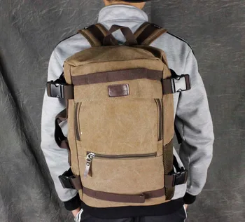 

Brown Men's Vintage Canvas Rucksack laptop Huge Backpack Casual Bag