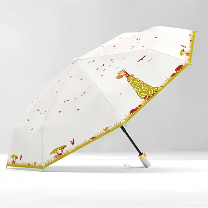 OLYCAT солнцезащитный Зонт Для женщин дождь Жираф Стиль черное покрытие Paraguas путешествия дкладные зонты для девочек зонтик не боится ветра и защищает от солнца