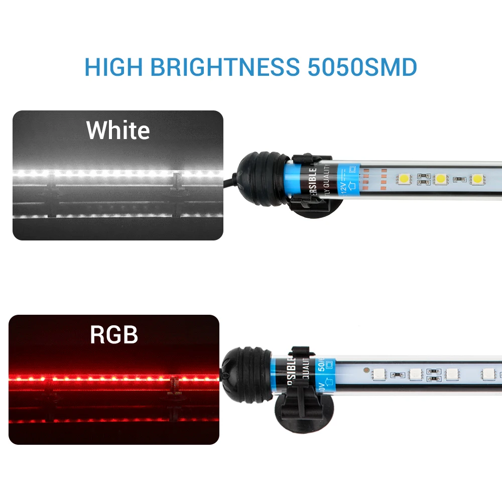 NICREW 100 V-240 V Погружной светодиодный аквариумный светильник 5050 SMD светодиодный бар Водонепроницаемый светильник 18-48 см подводный аквариум Декор светодиодный светильник Инж