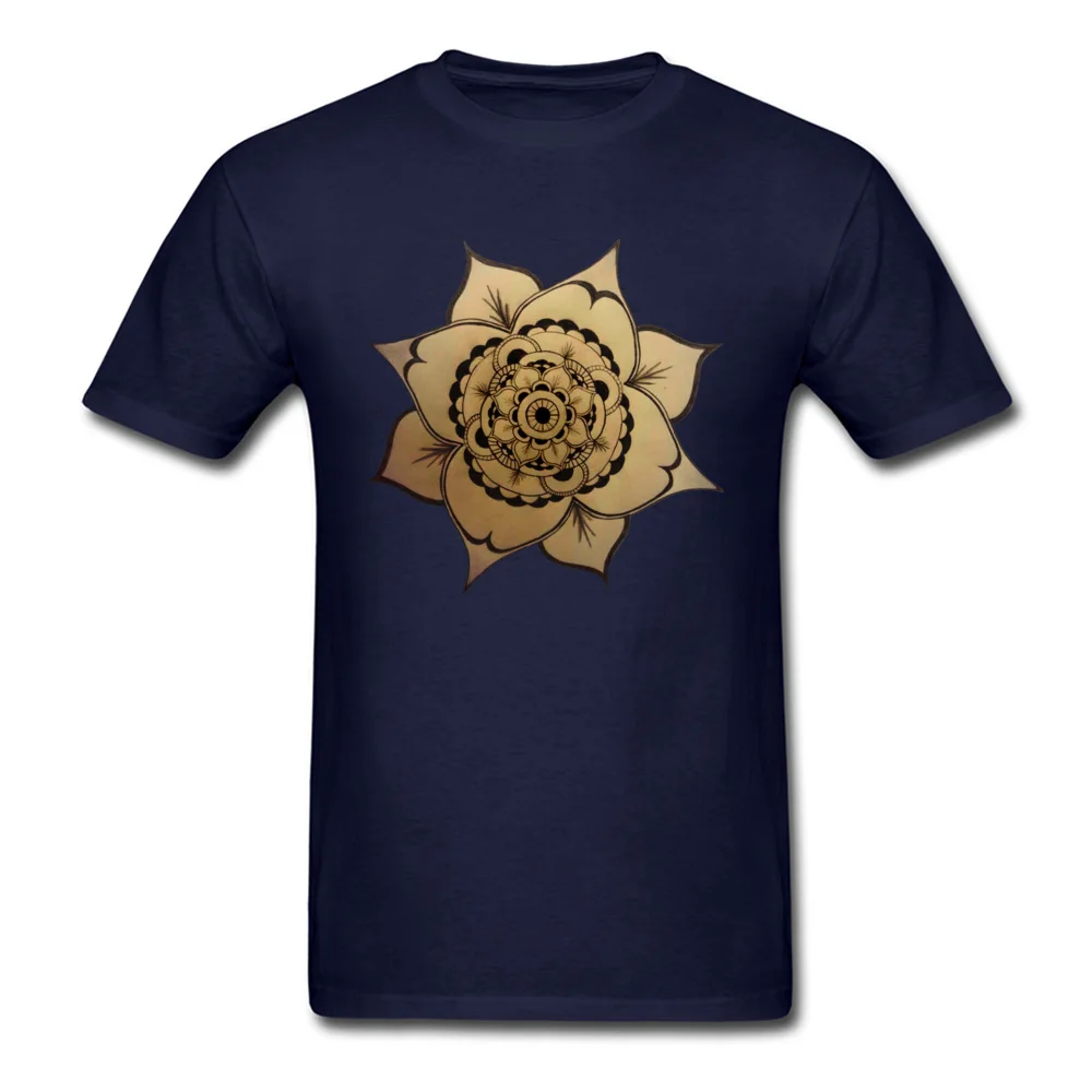 Mandala 100% Cotton Birthday T Shirt Fashion Short Sleeve Men T-shirts Geek Mother Day Tees Round Neck Drop Shipping Mandala navy