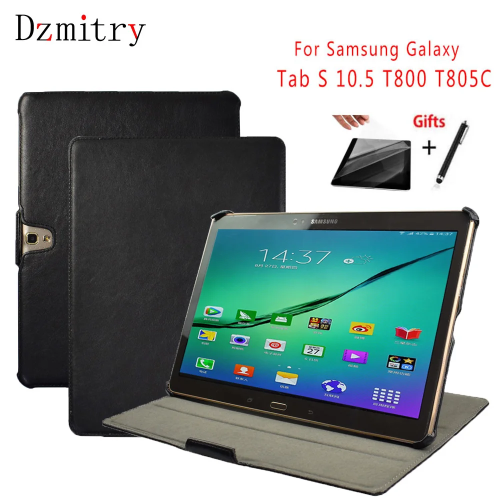 Смарт-чехол из искусственной кожи для samsung Galaxy Tab S, 10,5 дюймов, SM-T800 T805C, чехол для планшета с функцией автоматического пробуждения/сна+ Защитная пленка+ стилус