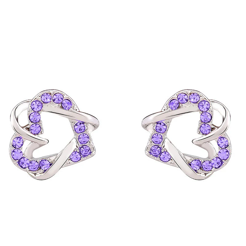 Женские серьги гвоздики в виде сердца с кристаллами|fashion stud earrings|stud earringsrhinestone