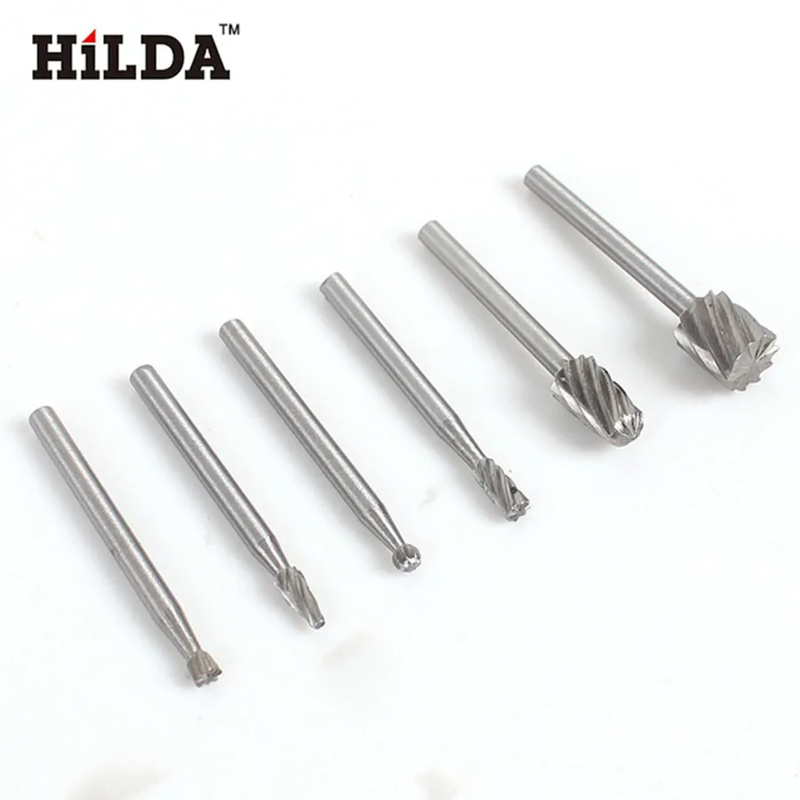 HILDA 6Pcs HSS Dremel Rotary Tool Mini Drill Bits Burr Set for