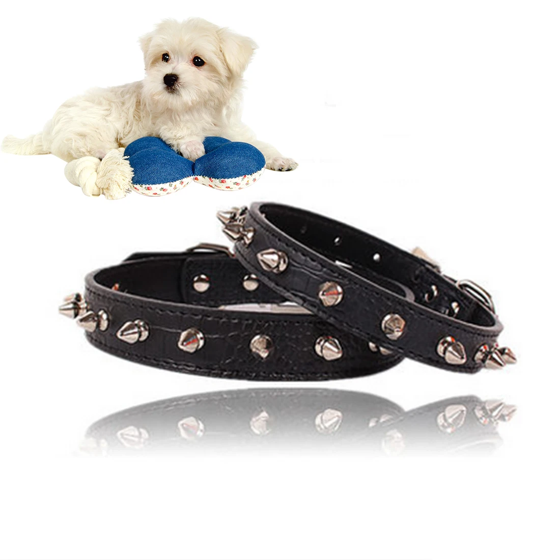 0 : Buy Hot sale Pet Puppy Dog Collars Adjustable PU Leather Punk Rivet Spiked ...