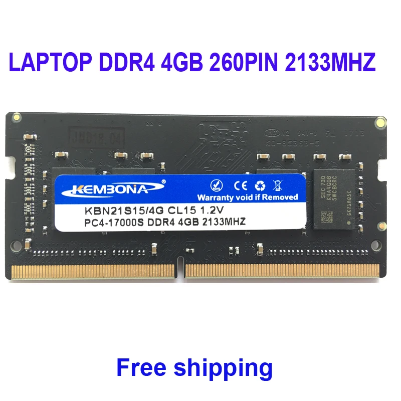  Kembona NOTEBOOK SODIMM RAM MEMORY LAPTOP DDR4 4GB 4G 2133mhz Low Voltage 1.2V 260Pin 2666MHZ