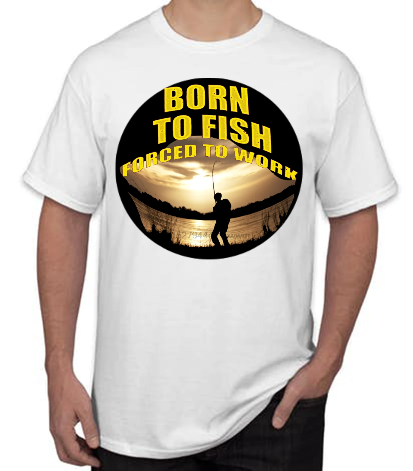 

T-shirt Born To Fisher Forced To Work Fishinger Fisherman Pike Carp Bass Funny Joke T Shirt Unique Classic Cotton Men Top Tee