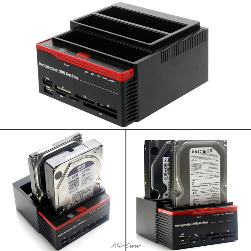 All in 1 USB 3.0 To SATA IDE External 2.5"/3.5" Hard Drive HDD Docking Station Card Reader EU/US Plug High Quality