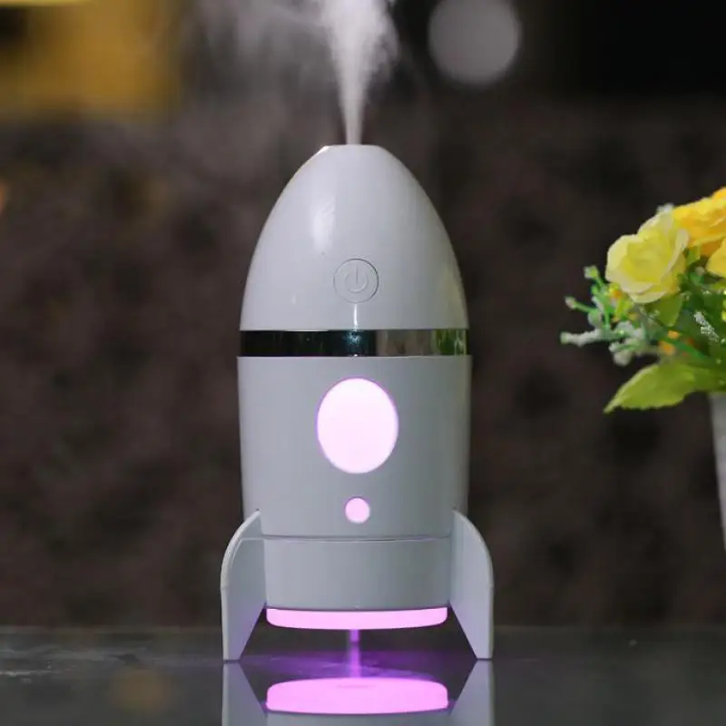 Cool Mist Humidifier Mini Portable 7 Color LED Rocket USB Diffuser With