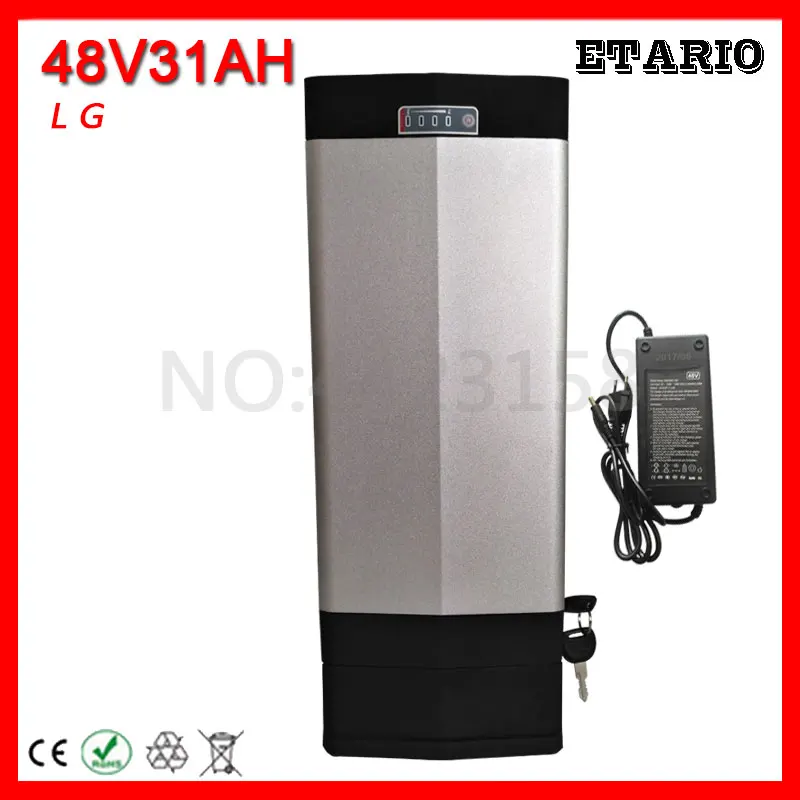 Top 48V 31AH Scooter Battery 48V 30AH Lithium Battery 48V 1000W 1500W 2000W Electric Bicycle Battery use LG cell Wth+54.6V Charger 0