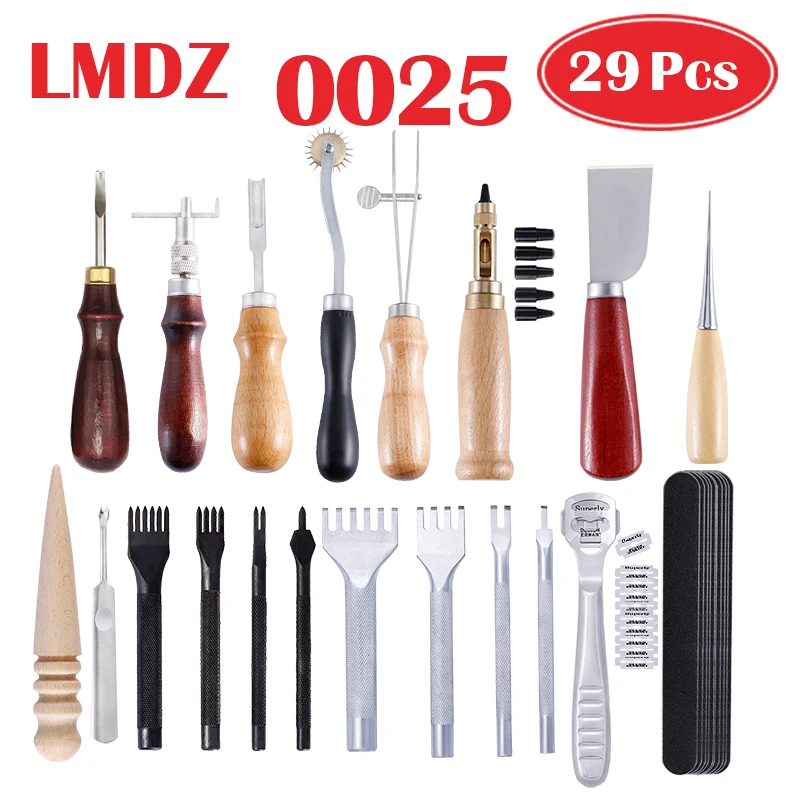 

LMDZ Leathercraft Tool Set Hand Needlework Stitching with Wax Thread Leather Needle Awl Punch Tools for DIY Sewing Punch Tools