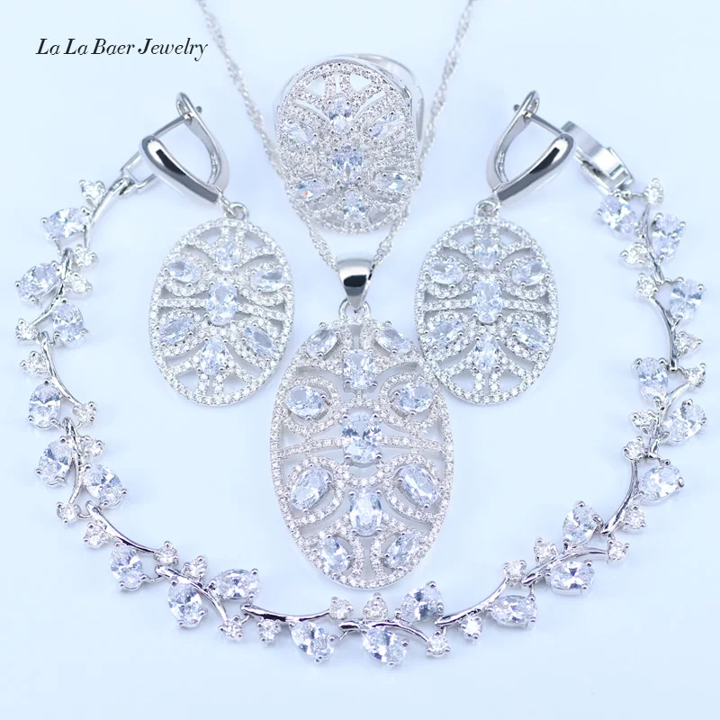 L& B, Новое поступление, руссина, Свадебные Ювелирные наборы для женщин, белый кристалл, 925 штамп, серебряный цвет, симпатичные браслеты, ювелирные наборы
