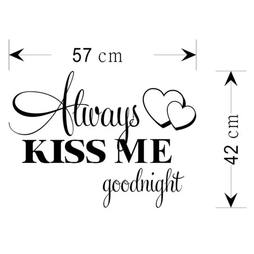 Always Kiss Me goodnight стена этикета стены Надписи Искусство Наклейка Настенная «Слова» Декорации для свадьбы гостиной HX0730