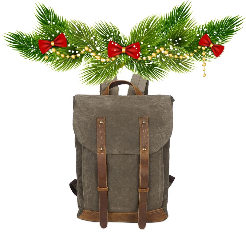 

2018 RETRO SOLID CANVAS EXTRA SPACE MAGNETIC Snap FALP LAPTOP WATERPROOF Crazy Horse Leather RUCKSACK