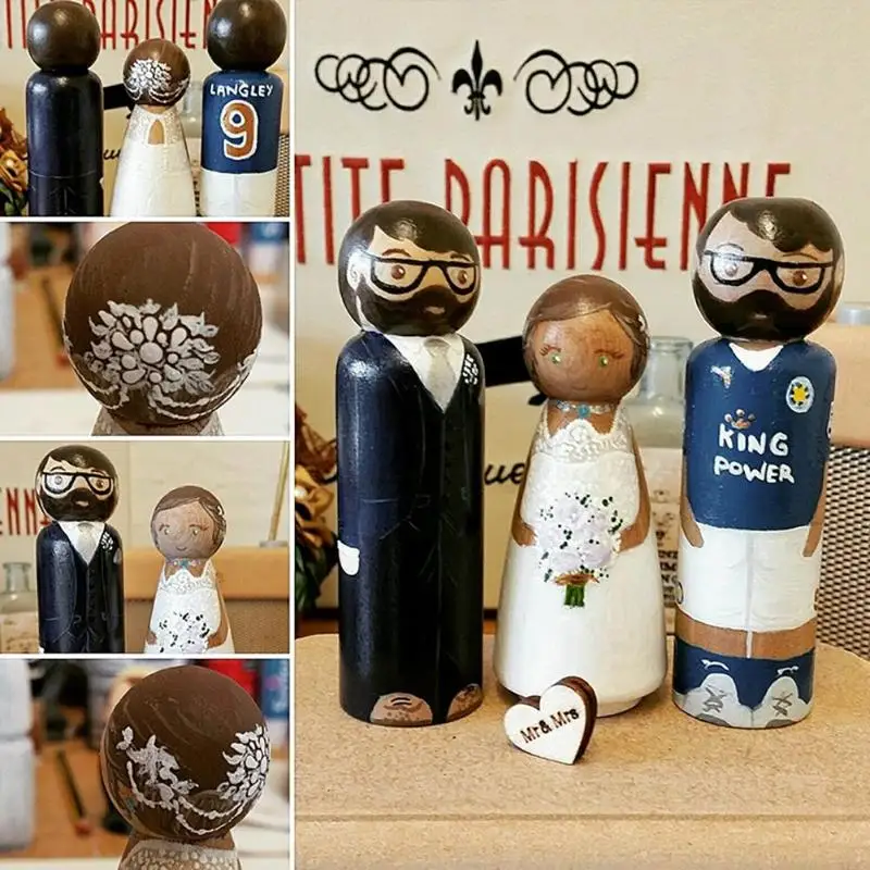 Best 10pcs/Set Wooden DIY Peg Doll Wedding Home Handmade Puppet Kid Painted Toy Baby Children Wood Craft