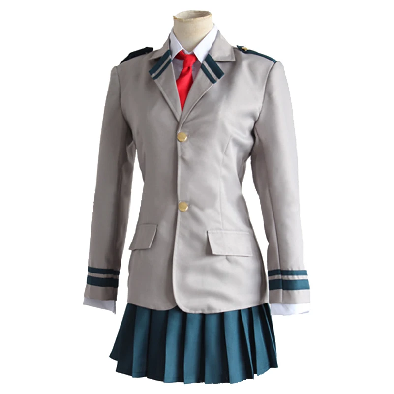 

My Hero Academia Cosplay Ochaco Uraraka Costume Asui Tsuyu School Uniforms Tie Wig Student Outwear Halloween Carnival Party Suit
