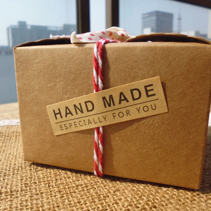 120pcs Hand Made Kraft Sticker DIY Multifunction for Handmade Products Gift Box Package Sticker Lables Party Decoration