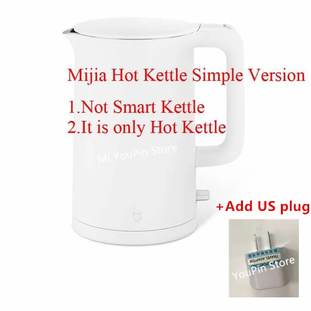 Xiaomi Mijia чайник с постоянным контролем температуры чайник для воды 1.5L авто защита от помех смарт контроль поддержка телефона ПРИЛОЖЕНИЕ H15 - Цвет: simple add US plug