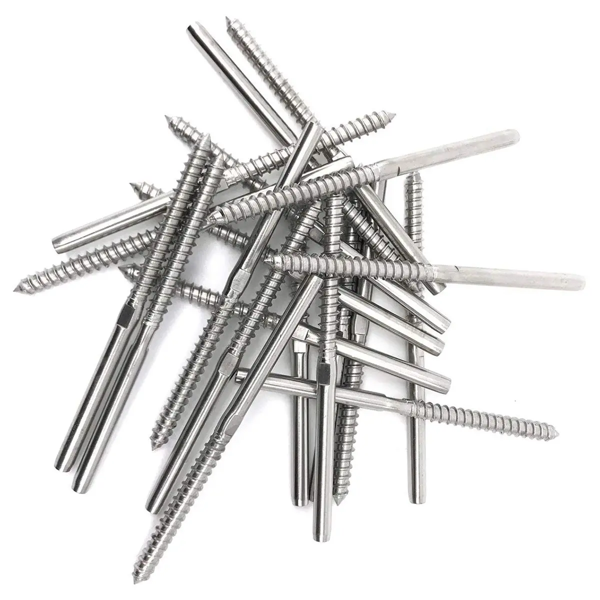 

20 Pack New Style Lag Screw Stud Thread Fitting Terminal 1/8 inch Cable Railing Hardware Stainless Steel 316 Marine Grade