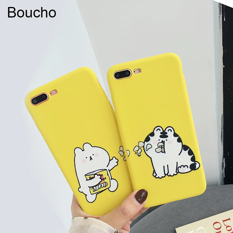 Мягкий силиконовый чехол Boucho для iPhone 5 5S SE X 6 6s 7 8 plus Забавный телефона с рисунком