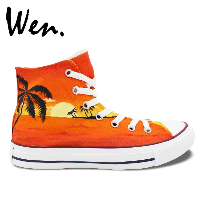 Wen Original Design Custom Hand Painted Shoes Hawaii Sunset Coconut