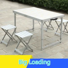 Outdoor folding table chairs set suitcase portable desk camping table