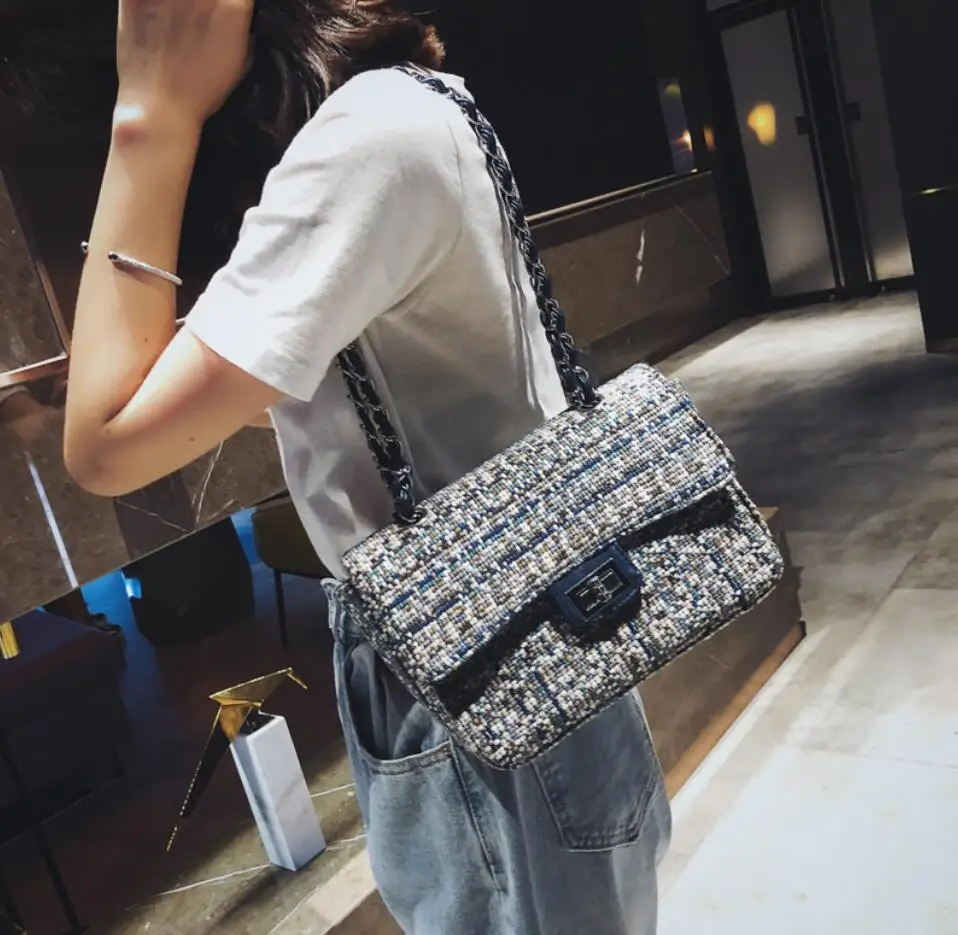 

Free shipping 2018 New Trend Women Handbag High quality Woolen Square package Fashion Shoulder bag Woman Messenger bag Crossbody