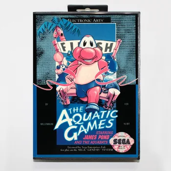 

16 bit Sega MD game Cartridge with Retail box - Aquatic Games for Megadrive Genesis system