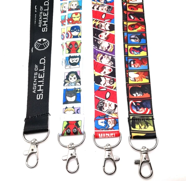

10 pcs Cartoon Super hero Avengers Neck Strap Lanyards Card Holders Bank Neck Strap Card Bus ID Holders Rope Key Chain Gif