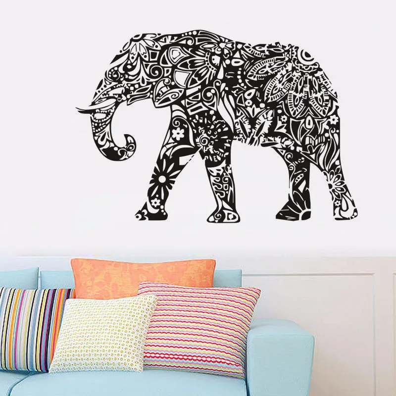 India religious sacred elephant vinyl wall stickers home decor living