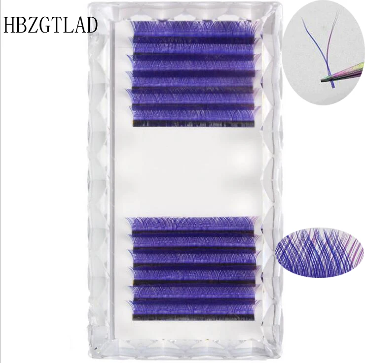 

2019 new Blue + red yy type eyelash extention love net braided y-shaped eye lash color auto flower super soft mink cilia