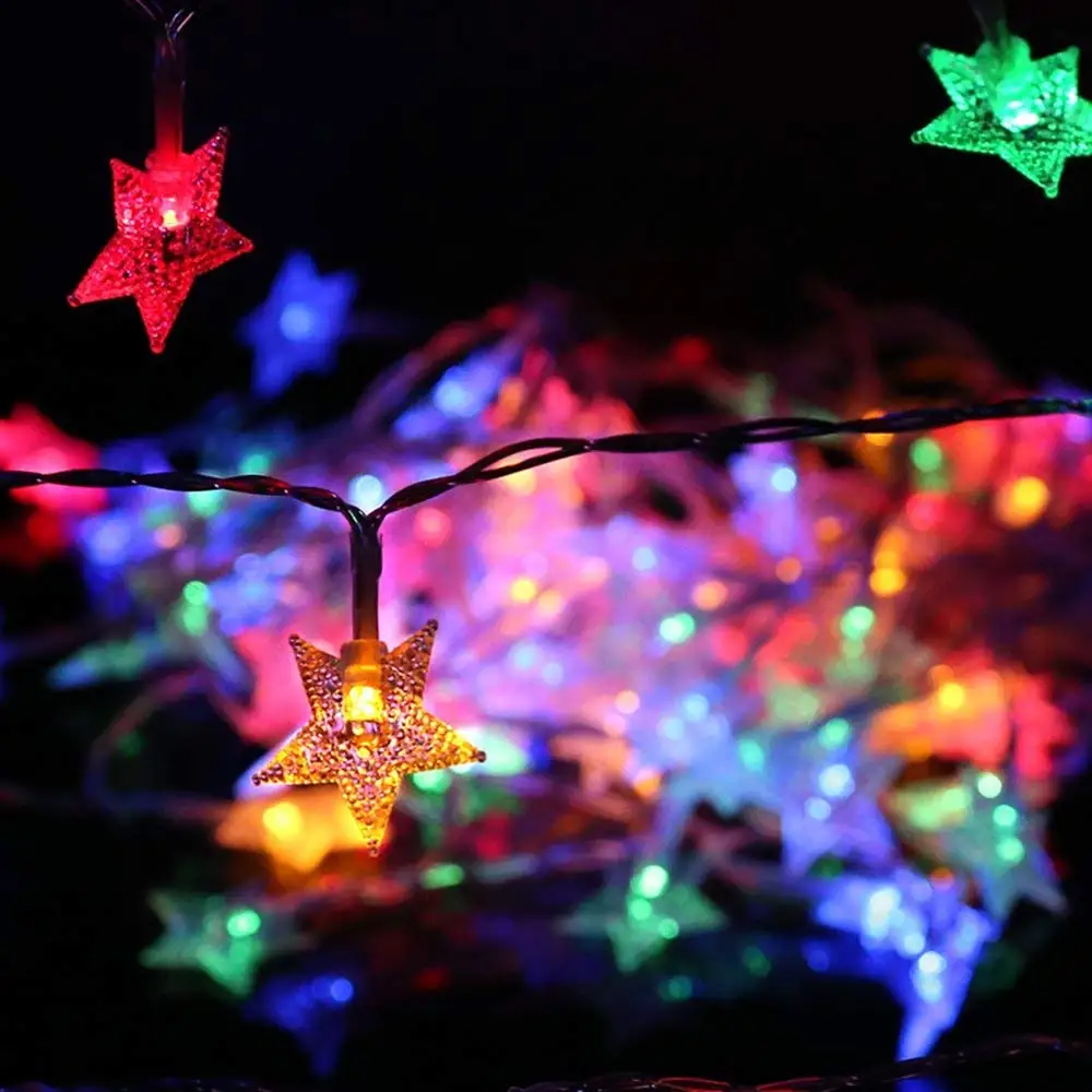 

3M Christmas lights 30 Pentagram Star Shape String Lamp battery lantern string LED holiday lights colorful outdoor curtain