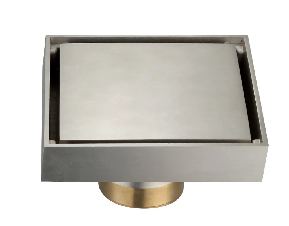 Brushed Nickel Bathroom Soild brass 4x4 inches Square Shower Floor