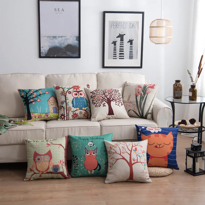 

40x40cm Colorful Geometry Pattern Cushion Covers Home Decorative Pillows Case Throw Pillows Cover Linen Pillow Case For Sofa