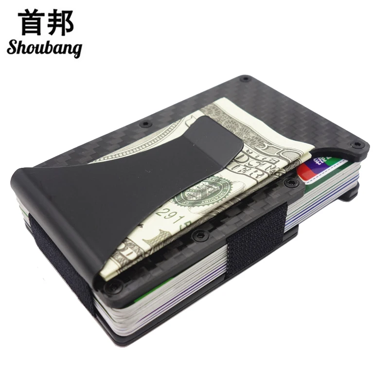 Slim Carbon Fiber Credit Card & ID Holders Rfid Blocking Money Clip Wallet Stainless Steel ...