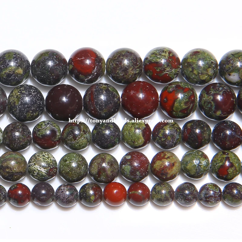 

Free Shipping Natural Dragon Bloodstone Stone Round Loose Beads 15" Strand 6 8 10 12 MM Pick Size For Jewelry Making