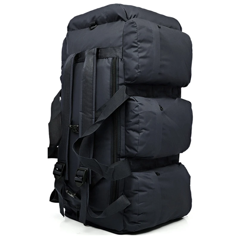 90L большой Ёмкость открытый Пеший Туризм рюкзак военный тактический пакет камуфляж Чемодан мешок Палатка контейнер для одеяла 9 дл - Цвет: Black