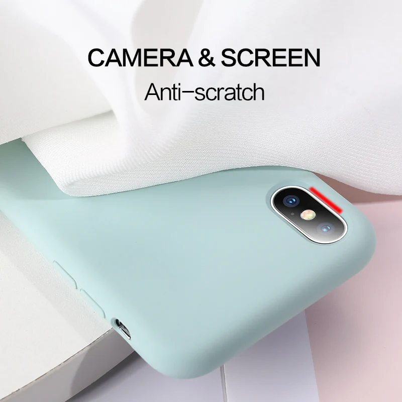 SmartDevil Solid Color Silicone Phone Case For iphone 7 8 Plus XR X XS Max Couples Cute Candy Color