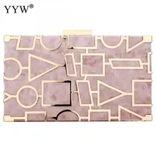 Женский клатч из цинкового сплава с геометрическим рисунком, вечерняя сумочка, клатч на цепочке, элегантный женский кошелек для телефона