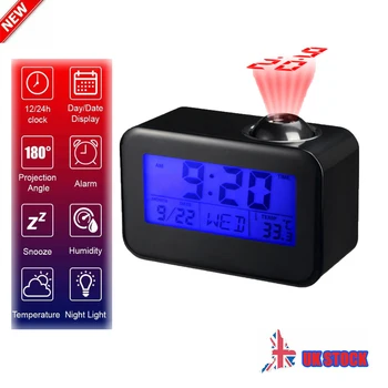 

LCD Display Alarm Clock Voice Control Ceiling Projection With Temperature Date Calendar Support Alarm Snooze Integral Function