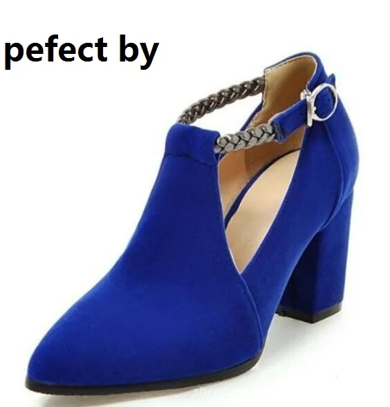 

zapatos mujer ankle strap chunky high heels women pumps elegant ladies bride Wedding shoes woman sapato pointed toe PL17120