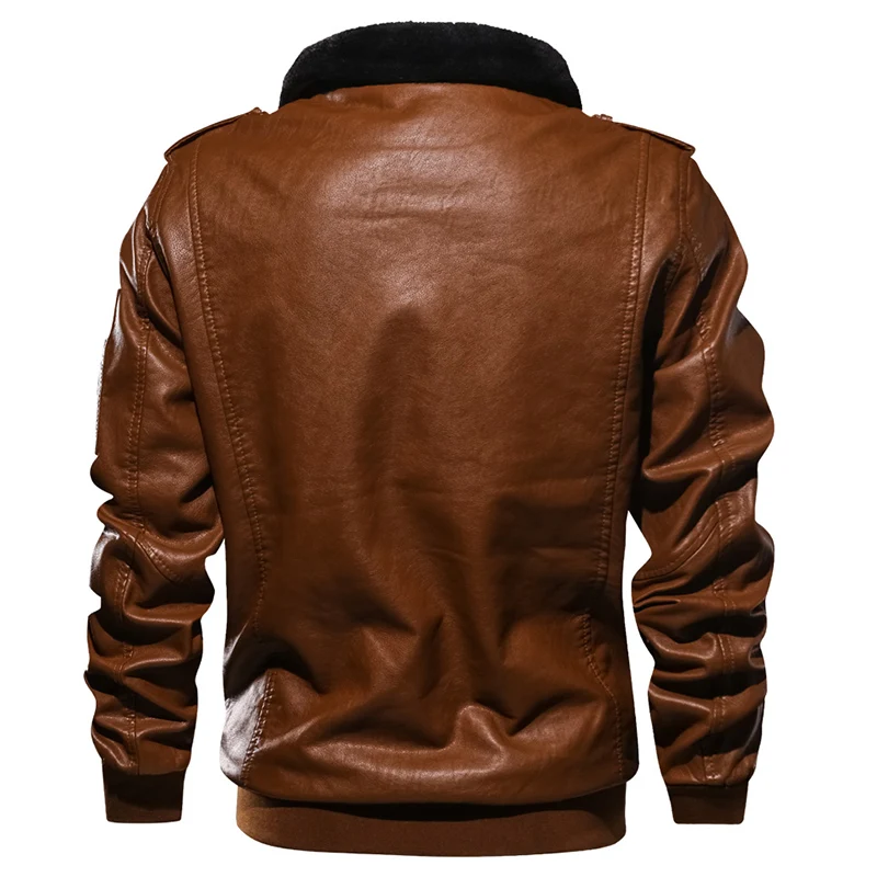 Refire gear, зимняя кожаная куртка для мужчин, пилот, военная куртка-бомбер, теплая искусственная кожа, мотоциклетная байкерская куртка, меховой воротник, европейский размер