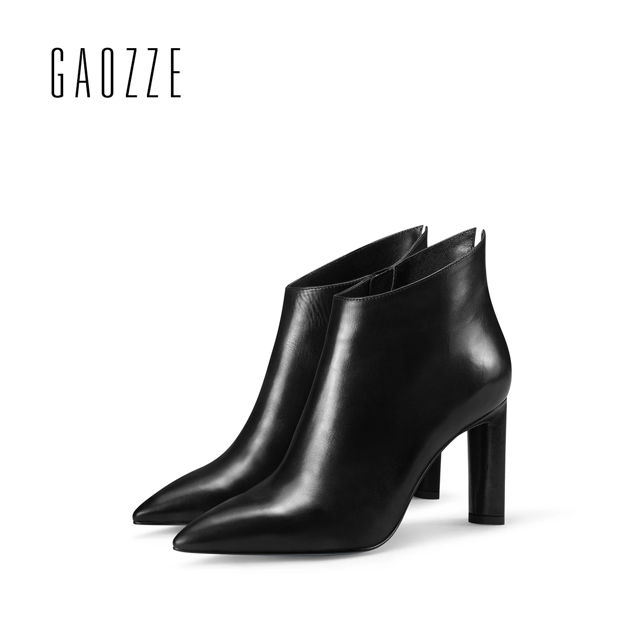 

GAOZZE womens black leather boots 2017 new winter women ankle boots high heel side zipper fashion ankle boots shoes for women