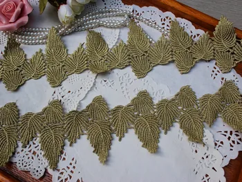 

7.5cm or 2.95inch wide-7Yards/lot diy metallic gold lace trim, gold crochet lace with beautiful leaves