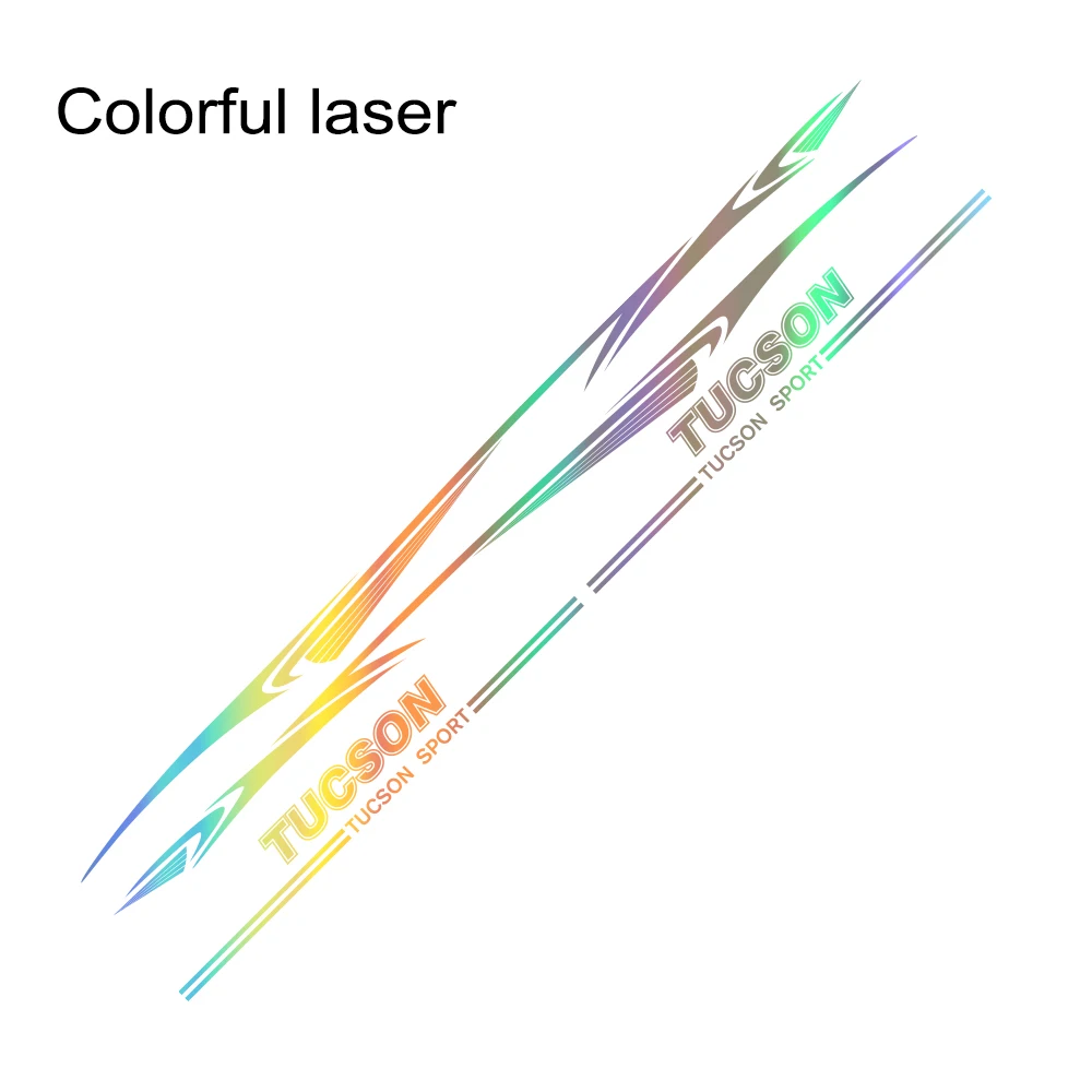 2pcs Car Both Side Door Stickers Vinyl Film Automobiles Sports Graphics Decals For Hyundai Tucson Styling Tuning Car Accessories - Название цвета: Colorful Laser