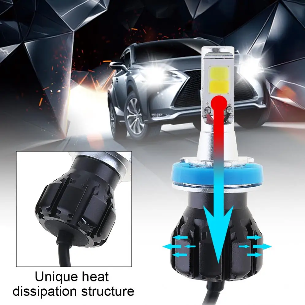 2 шт. 12V 2400LM H8 H11 белый+ золотой Автомобильные дневные ходовые огни DRL Противотуманные светильник фар дальнего света сигнальная лампа